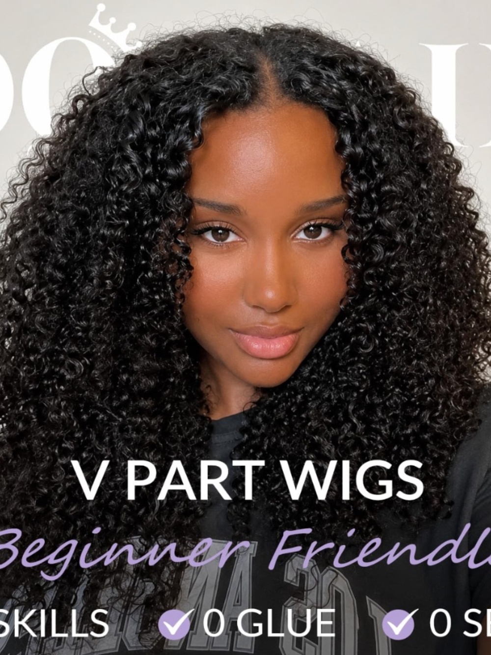 NIB 20" Human Hair Kinky-Curly V-Wig - Picture 2 of 12